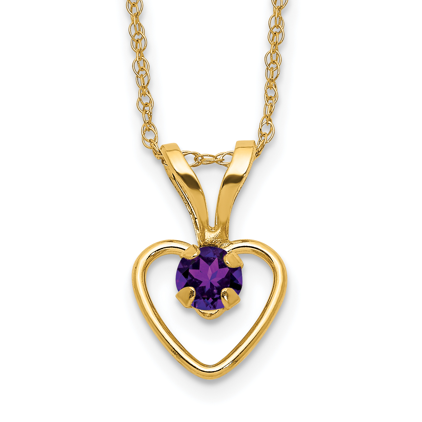 14k Madi K 3mm Amethyst Heart Birthstone Necklace (GK401-15)