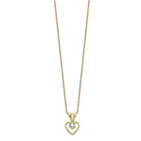 14K Yellow Gold Madi K 3mm Aquamarine Heart Birthstone Necklace, 15" view 2