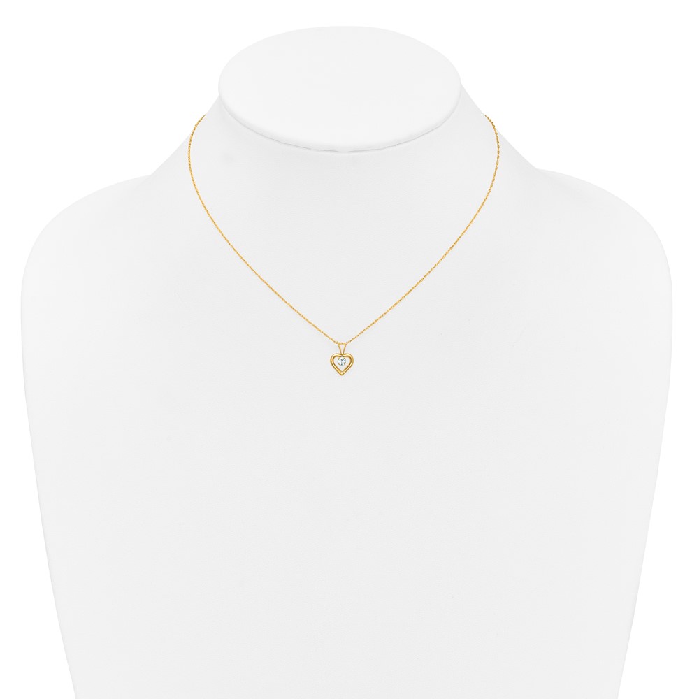 14k Madi K 3mm Aquamarine Heart Birthstone Necklace (GK402-15)
