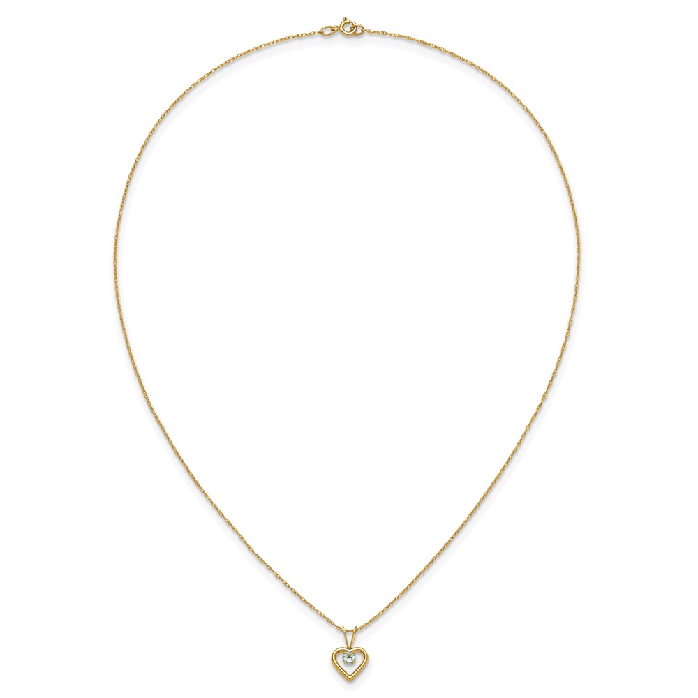 14k Madi K 3mm Aquamarine Heart Birthstone Necklace (GK402-15)