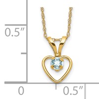 14K Yellow Gold Madi K 3mm Aquamarine Heart Birthstone Necklace, 15" view 3