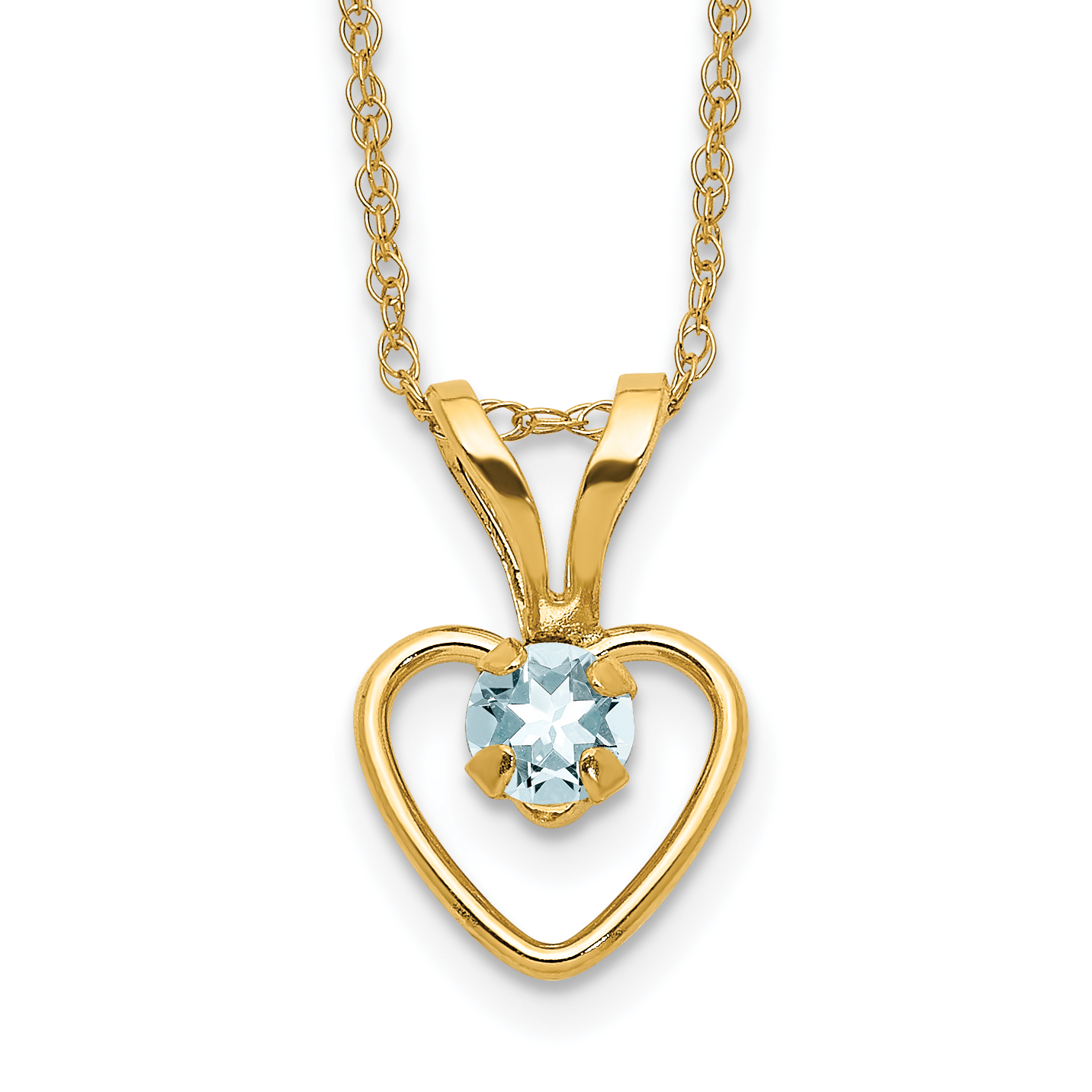 14k Madi K 3mm Aquamarine Heart Birthstone Necklace (GK402-15)