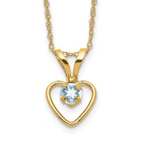 14K Yellow Gold Madi K 3mm Aquamarine Heart Birthstone Necklace, 15" view 1