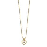 14K Yellow Gold Madi K 3mm White Zircon Heart Birthstone Necklace, 15" view 2