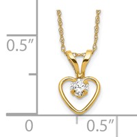 14K Yellow Gold Madi K 3mm White Zircon Heart Birthstone Necklace, 15" view 3