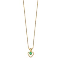 14K Yellow Gold Madi K 3mm Emerald Heart Birthstone Necklace, 15" view 2