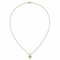 14K Yellow Gold Madi K 3mm Emerald Heart Birthstone Necklace, 15" view 5