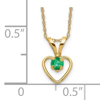 14K Yellow Gold Madi K 3mm Emerald Heart Birthstone Necklace, 15" view 3
