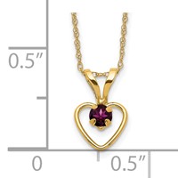 14K Yellow Gold Madi K 3mm Rhodolite Garnet Heart Birthstone Necklace, 15" view 3