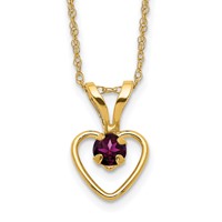 14K Yellow Gold Madi K 3mm Rhodolite Garnet Heart Birthstone Necklace, 15" view 1