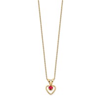 14K Madi K 3mm Ruby Heart Birthstone 15 Inch Necklace view 2