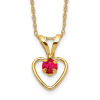 14K Madi K 3mm Ruby Heart Birthstone 15 Inch Necklace view 1