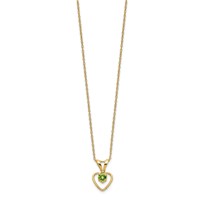 14K Yellow Gold Madi K 3mm Peridot Heart Birthstone Necklace, 15" view 2