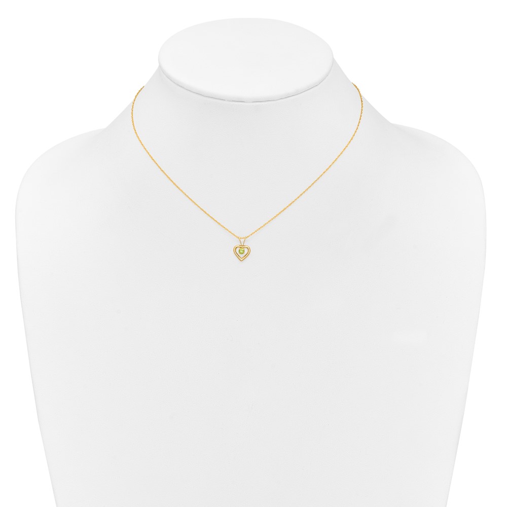 14k Madi K 3mm Peridot Heart Birthstone Necklace (GK410-15)