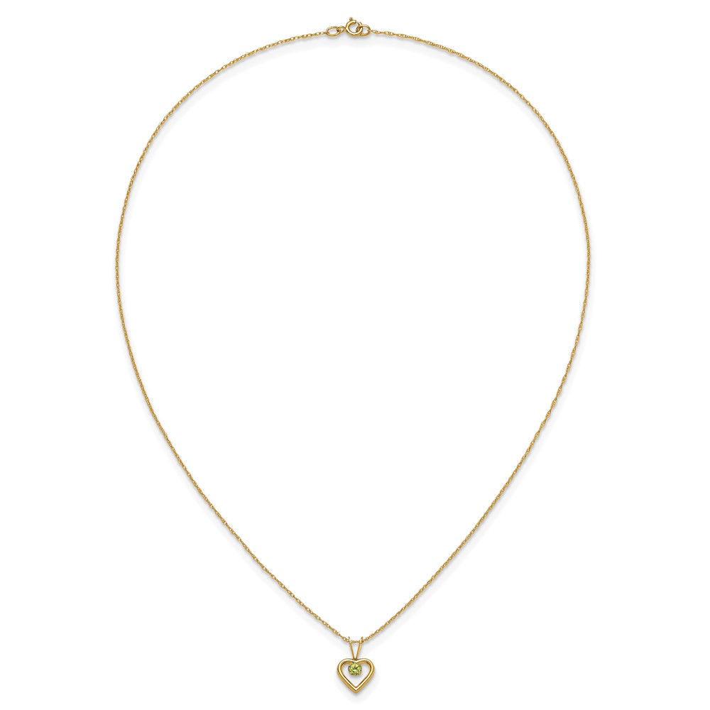 14k Madi K 3mm Peridot Heart Birthstone Necklace (GK410-15)