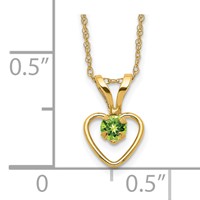 14K Yellow Gold Madi K 3mm Peridot Heart Birthstone Necklace, 15" view 3