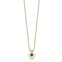 14K Yellow Gold Madi K 3mm Sapphire Heart Birthstone Necklace, 15" view 2