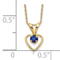 14K Yellow Gold Madi K 3mm Sapphire Heart Birthstone Necklace, 15" view 3
