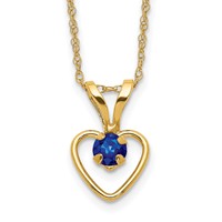 14K Yellow Gold Madi K 3mm Sapphire Heart Birthstone Necklace, 15" view 1