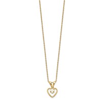 14K Yellow Gold Madi K 3mm Opal Heart Necklace, 15" view 2