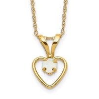 14K Yellow Gold Madi K 3mm Opal Heart Necklace, 15" view 1
