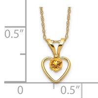 14K Yellow Gold Madi K 3mm Citrine Heart Birthstone Necklace, 15" view 3