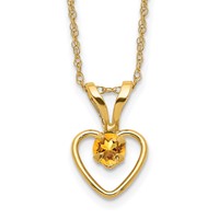 14K Yellow Gold Madi K 3mm Citrine Heart Birthstone Necklace, 15" view 1