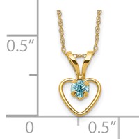 14K Yellow Gold Madi K 3mm Blue Zircon Heart Birthstone Necklace, 15" view 3