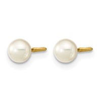 14K Yellow Gold Madi K 4-5mm White Near-Round Freshwater Cultured Pearl Screwback Post Earrings view 2