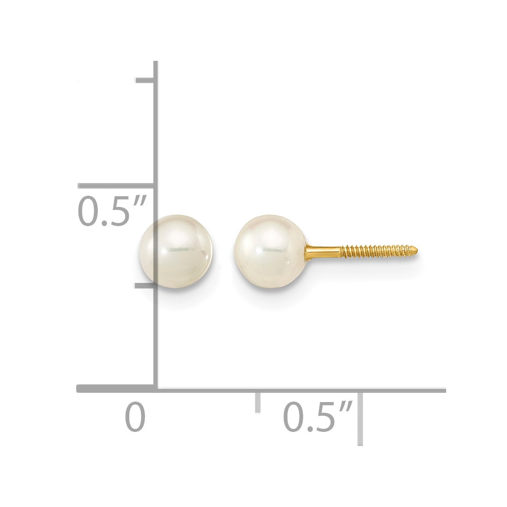 14k Madi K 4-5mm White Near-Round Freshwater Cultured Pearl Screwback Post Earrings (GK415)