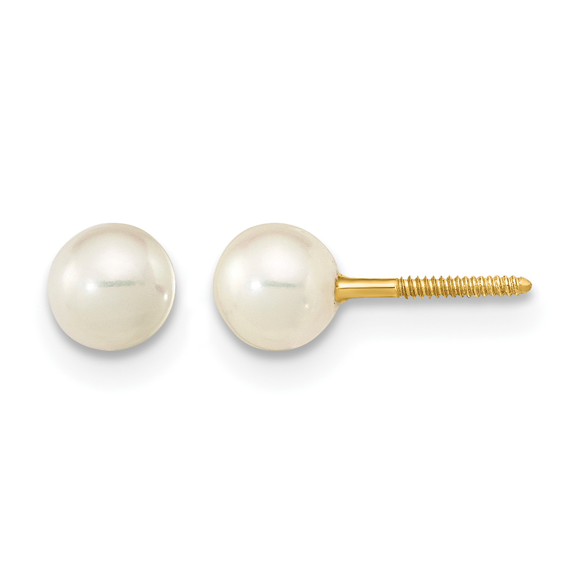 14k Madi K 4-5mm White Near-Round Freshwater Cultured Pearl Screwback Post Earrings (GK415)