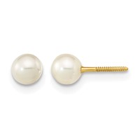 14K Yellow Gold Madi K 4-5mm White Near-Round Freshwater Cultured Pearl Screwback Post Earrings view 1