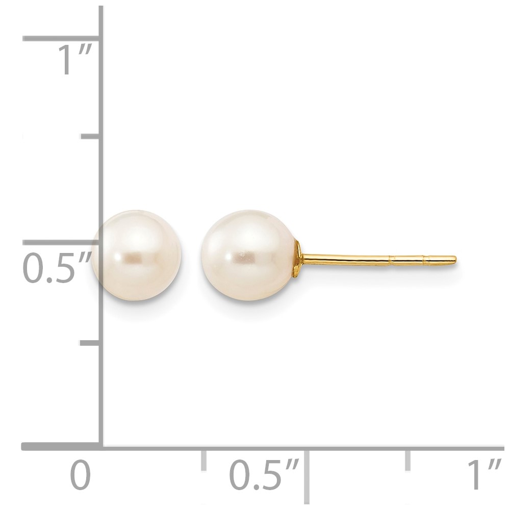 14k Madi K 5-6mm White Near Round Freshwater Cultured Pearl Post Earrings (GK416)