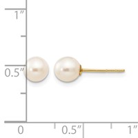 14K Yellow Gold Madi K 5-6mm White Near Round Freshwater Cultured Pearl Post Earrings view 4