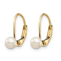 14K Yellow Gold Madi K 4-5mm White Round Freshwater Cultured Pearl Leverback Earrings view 2