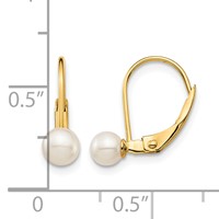 14K Yellow Gold Madi K 4-5mm White Round Freshwater Cultured Pearl Leverback Earrings view 4