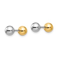 14K Madi K Two-tone Reversible 5mm Ball Screw Earrings view 2