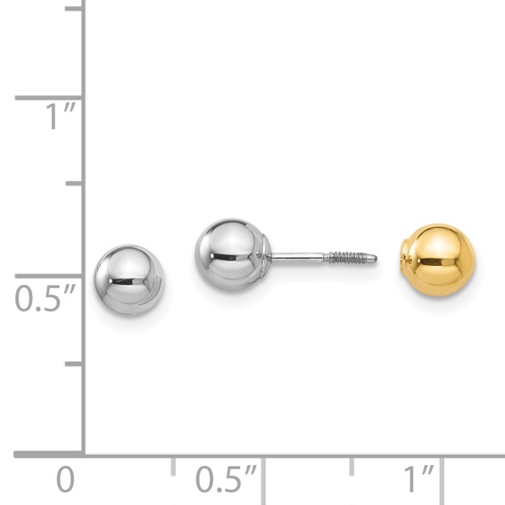 14k Madi K Two-tone Reversible 5mm Ball Screw Earrings