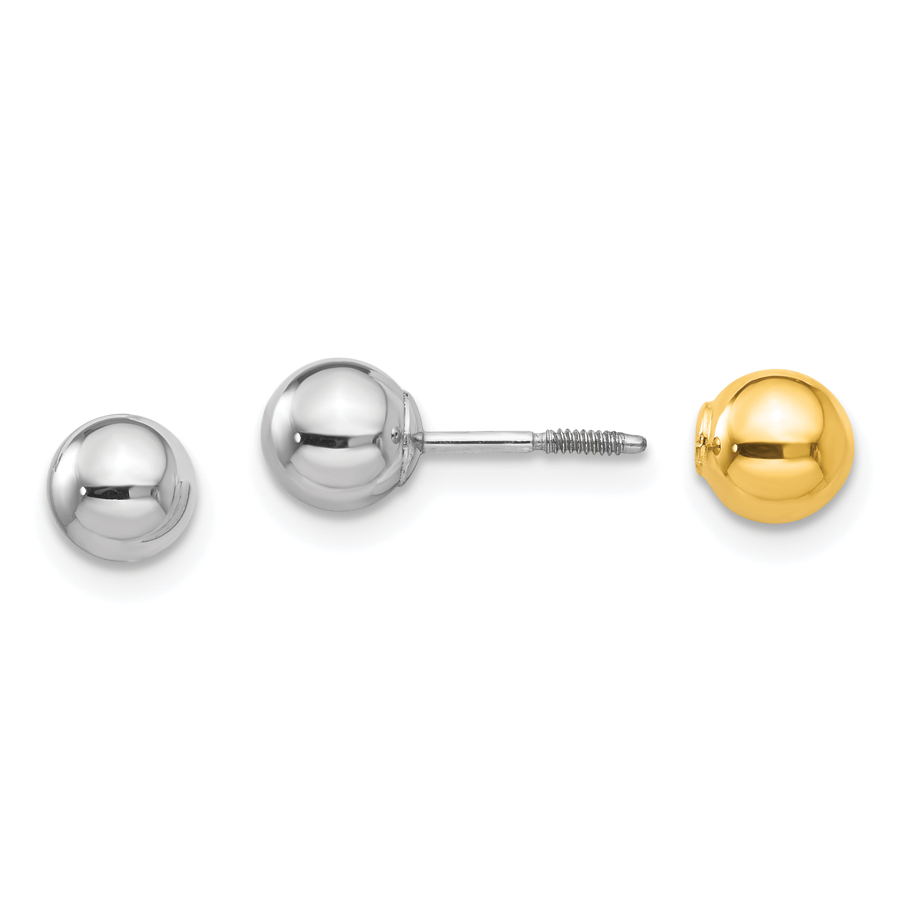 14k Madi K Two-tone Reversible 5mm Ball Screw Earrings (GK422)