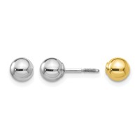 14K Madi K Two-tone Reversible 5mm Ball Screw Earrings view 1
