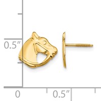 14K Yellow Gold Madi K Horse Head Screwback Post Earrings view 4