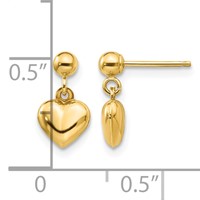 14K Yellow Gold Madi K Puffed Heart Post Dangle Earrings view 4