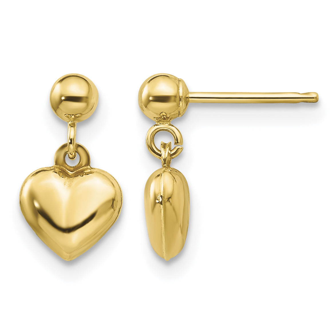 14k Madi K Puffed Heart Post Dangle Earrings (GK511)