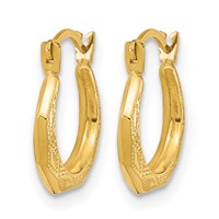 14K Yellow Gold Madi K Textured 13mm Hoop Earrings view 2