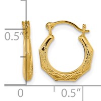 14K Yellow Gold Madi K Textured 13mm Hoop Earrings view 3