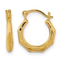 14K Yellow Gold Madi K Textured 13mm Hoop Earrings view 1