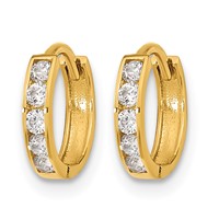 14K Madi K CZ 2x11mm Hinged Hoop Earrings view 2