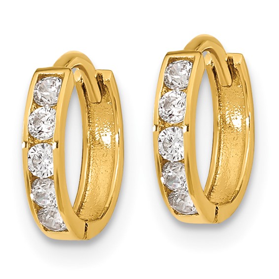 14k Madi K CZ 2x11mm Hinged Hoop Earrings