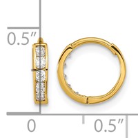 14K Madi K CZ 2x11mm Hinged Hoop Earrings view 3