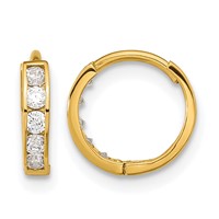 14K Madi K CZ 2x11mm Hinged Hoop Earrings view 1